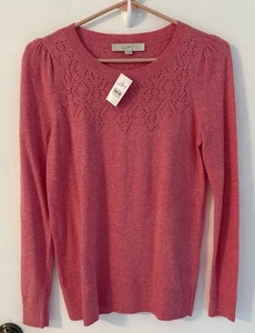 NEU Loft Pointelle Puffärmel Pullover Wollmischung Größe: XS Farbe: Koralle - Bild 1 von 12