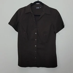 Apt 9 short sleeve shirt Sz M Brown Office Career - Picture 1 of 6