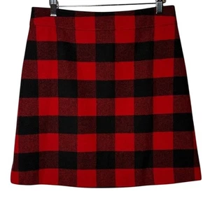 Neu J. Crew Buffalo rot schwarz kariert Wollmischung Urlaub gefüttert Minirock Größe 6 - Bild 1 von 6