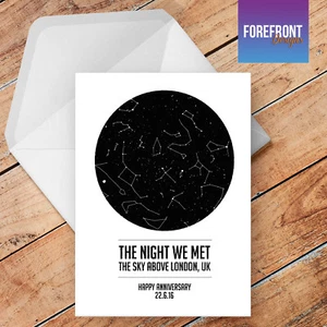 Personalised STAR MAP greeting card THE NIGHT WE MET engagement/wedding gift A5 - Picture 1 of 2