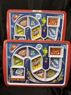 Conjunto de 2 pratos infantis vencedores de jantar super-herói Fred And Friends 11 3/4” - Imagem 1 de 4