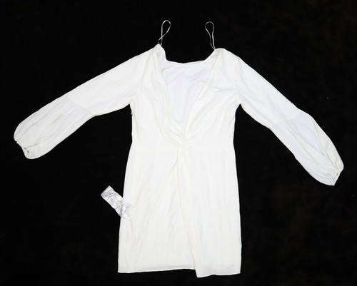 OFF WHITE Abito The Population donna bianco sporco lungo manica a palloncino Mackenzie mini dress XL