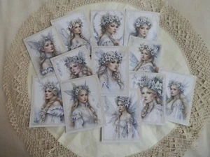 Vintage Style Cards, Christmas Fairies, Set 1. 12 Cards - Picture 1 of 3