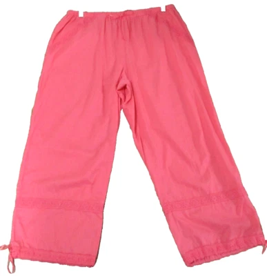 Pantalones capri de encaje con ojales de algodón coral Victorias Secret talla pequeña para mujer usados en excelente estado Foto 1 de 4