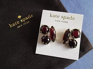Kate Spade Earrings Desert Stone Cluster Chocolate Faux Fiery Garnet Pierced New - Picture 1 of 8