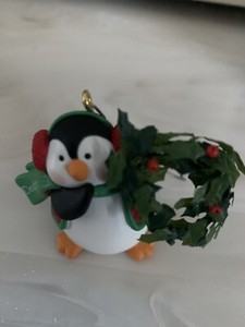 2003 Hallmark Daugher Keepsake Christmas Ornament Penguin Scarf Wreath Ear Muffs