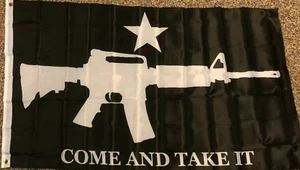 BLACK COME AND TAKE IT RIFLE NRA 3x5ft FLAG superior quality US seller - Picture 1 of 5