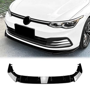 For VW GOLF 8 MK8 PRO 2020-2024 GLOSS BLACK FRONT BUMPER LIP SPLITTER KIT 3PCS - Picture 1 of 6