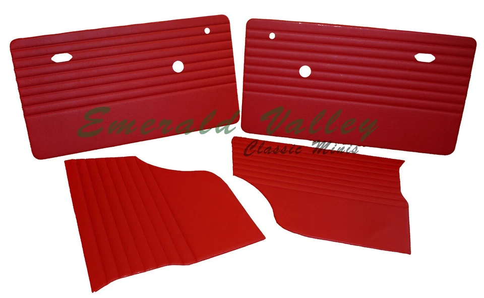 CLÁSICO MINI 1973-96 NUEVO KIT DE MOLDURAS INTERIORES DE 4 PIEZAS ROJO CON TARJETAS DE PUERTA AUSTIN Foto 1 de 1