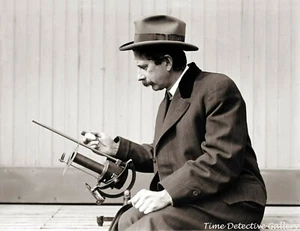Astrophysicist Charle Abbot with His Pyrheliometer -c1915- Historic Photo Print - Picture 1 of 1