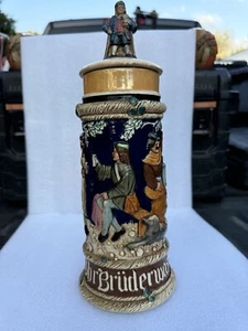 german beer stein vintage lidded With Figure Top 12 Inches Tall Collectable - Picture 1 of 6