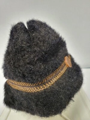 Boné Fedora Vintage United Hatters Masculino Marrom Pele Sintética Trançada Botão Tamanho M - Imagem 1 de 4