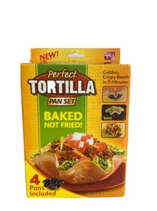 Perfect Tortilla Pan Set 4 Pc Maker Baked Not Fried Taco Bowls As Seen On TV NEW - Picture 1 of 3