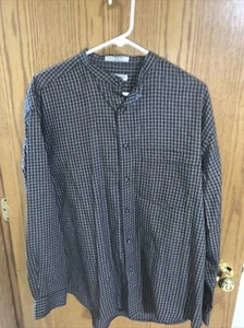 Geoffery Beene Size M Men's Dress Shirt Black & Beige Plaid Check Long Sleeve - Picture 1 of 3