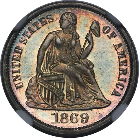1869 10c NGC PF 66 CAMEO ~ LOW POP PROOF SEATED LIBERTY DIME Cover