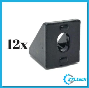12x 90° 20mm x 20mm soporte de aluminio/soporte angular para extrusión 2020 - negro - Imagen 1 de 6