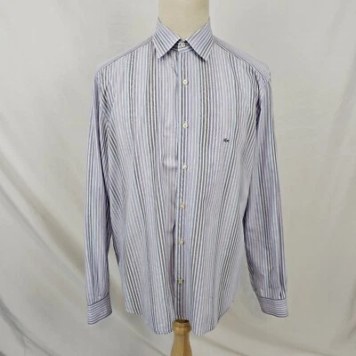 Camisa de Vestir LaCoste Ombre Rayas Calce Ajustado Púrpura Gris Talla 44 17 x 36/37 Usada en Excelente Condición Foto 1 de 4