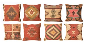 Handmade Jute Wool Kilim Cushion Cover Combo Set Home Decor Organic Pillow Cover - Picture 1 of 9