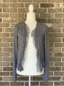 Small Gray Cardigan Sweater With Studs Poof Excellence - Picture 1 of 6