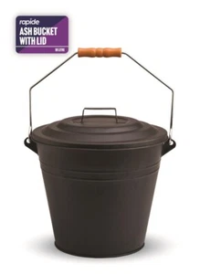 10L Metall Ascheeimer mit Deckel Holzgriff Kaminbehälter Liter Kohleneimer - Bild 1 von 1