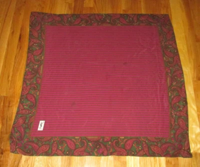 Bufanda cuadrada YSL Yves Saint Laurent verde vino cachemira a rayas 100 % seda 35" Foto 1 de 4