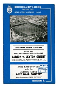 Brighton & Hove Albion v Leyton Orient 1966/67 League Cup 1st Round - Picture 1 of 1