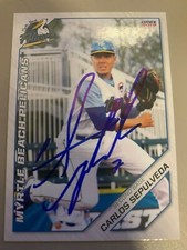 Carlos Sepulveda 2019 Myrtle Beach Pelicans Signed Team Card 
