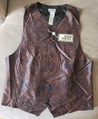 Chaleco Estrella de Seda Gianni Versace De Colección - Talla 54 Chaleco Estrella Marrón y Negro $830 Nuevo con Etiquetas  Foto 1 de 4