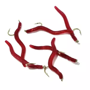3 MOSCHE VERME ROSSE FOLLEMENTE REALISTICHE MOSCA TROTA * MORTALE SOTTO BUNG / INDICATORE * - Foto 1 di 1