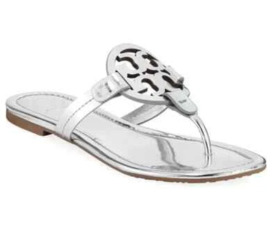 Zapatos chanclas TORY BURCH Miller de charol plateado para mujer talla 7 Foto 1 de 4