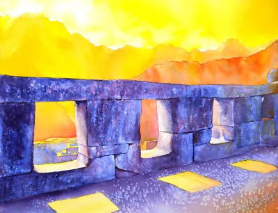 Temple of Three Windows Incan ruins- Machu Picchu, Peru.  Machu Picchu (print) - Image 1 of 4