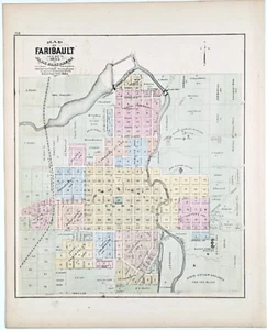 1874 FARIBAULT MINNESOTA Map ORIGINAL Rice County (17X14) RAILROADS - Picture 1 of 5