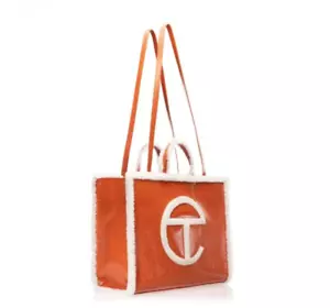 NWT Telfar & Ugg Large Shopper Crinkle Leather Orange $435 - Picture 1 of 7
