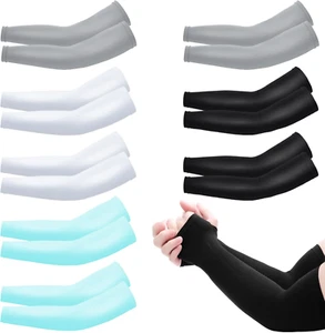 Arm Sleeves Uv Sun Protection 8 Pairs Long Cooling Sleeves-Thumb Hole Cover - Picture 1 of 1