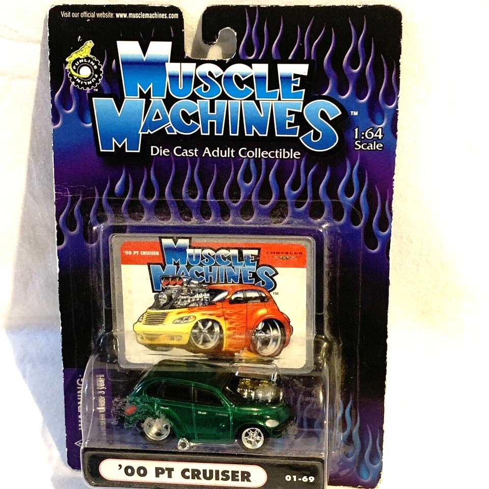 MUSCLE MACHINES Green '00 PT CRUISER VEHICLE 1:64 SCALE Die Cast NEW Toy Car - Image 1 of 4