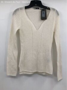 Women's Allsaints Ivory Light Sheer V-Neck Rhonda Jumper Sweater - Size XS