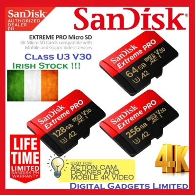 SanDisk EXTREME PRO Micro SD MicroSD Card 32 64 128 256 512 High Speed U3 V30 - Image 1 of 4