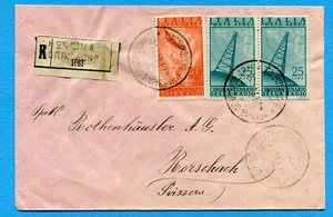 1947 P.AEREA CINQUANTENARIO RADIO £.25 COPPIA + £.20 per la SVIZZERA (285473) - Imagen 1 de 2