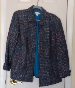 Women’s Coldwater Creek Full Zip Multicolored Jacket Coat Size 14 - Picture 1 of 2