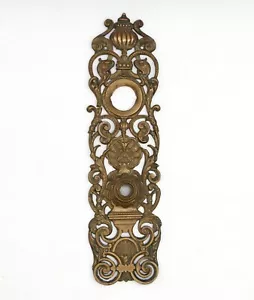 Antique Victorian 13.25 in. Reading Bronze Cut Out Door Back Plate - Picture 1 of 7
