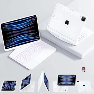 Transparent 360 iPad Keyboard Case | RGB Backlit | Multi-Touch Trackpad | USB-C - Picture 1 of 19