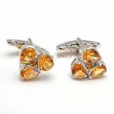 Gemas de citrino natural con gemelos de plata de ley 925 #2088 Foto 1 de 3