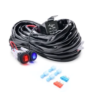 MICTUNING 16 Gauge Light Bar Wiring Harness -40A Relay Dual Toggle Rocker Switch - Picture 1 of 10