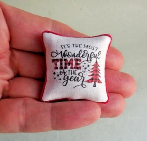 DOLLHOUSE MINIATURE ~ WONDERFUL TIME OF THE YEAR PILLOW - Picture 1 of 3