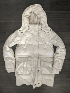 Gap Girls L 10 Ivory Cream Down Fill Puffer Coat Parka hood * - Picture 1 of 8