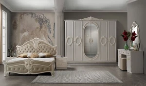Luxury NORA Italian High Gloss Bedroom with 6 Doors+ Vanity Dresser Beige Color - Picture 1 of 6