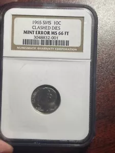 1965 SMS Dime NGC MS66 FT ***MINT ERROR***CLASHED DIES***VERY RARE - Picture 1 of 11