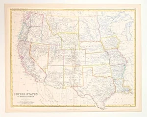 Western United States North America by Johnston for Royal Atlas map 1869 - Picture 1 of 8