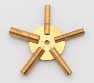 Universal Clock Winding Key Winder Odd Numbers 5 Prong Sizes 3 5 7 9 11 - Picture 1 of 1