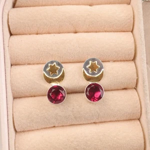 Pink Rubellite Stone 925 Sterling Silver Dangling Handcrafted Wedding Earrings - Picture 1 of 6